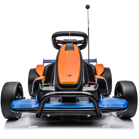 Licensed McLaren Kids Go-Kart: 24V Battery-Powered Ride-On Car with Bluetooth, Safety Belt, LED Lights, Dual-Mode Electric Drift Racer for Boys and Girls