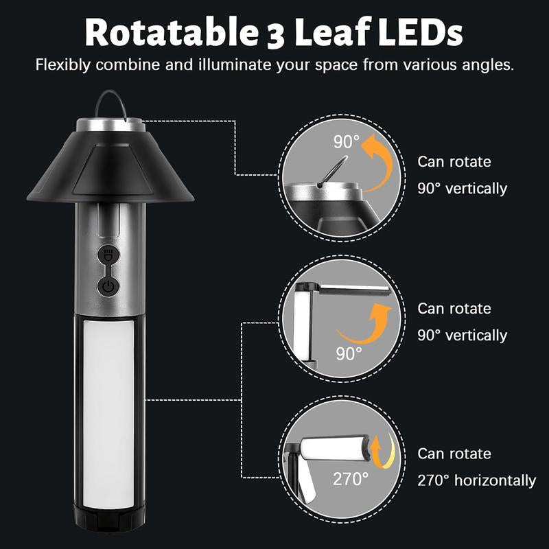 2 in 1 LED Work Light, 1 Count Portable Foldable Camping Light Flashlight, Multifunctional LED Light for Hiking, Camping, Fishing and Travel